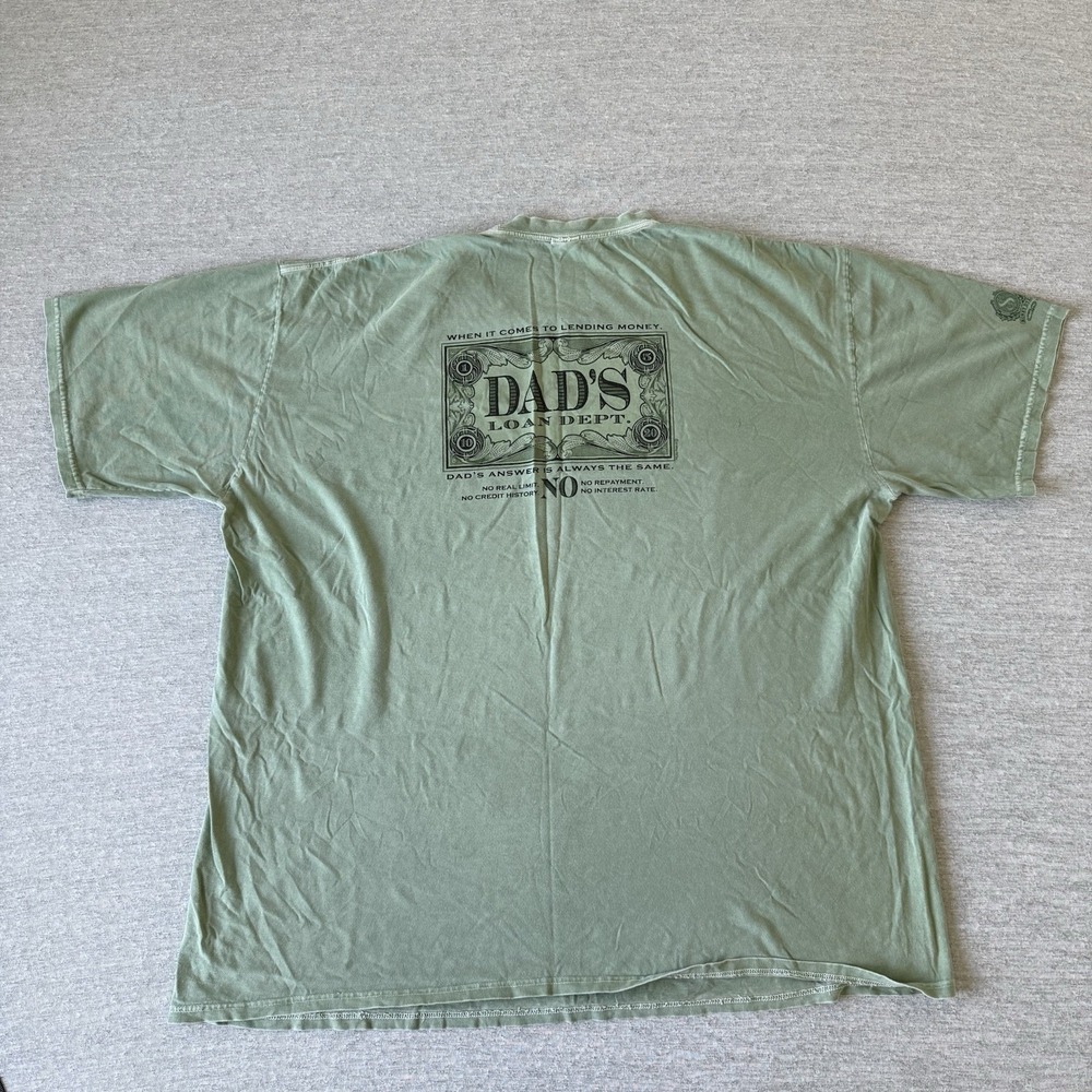 Crazy Shirt Men's Graphic T-Shirt 3XL Green Dad's Loan Dept Humor 100% Cotton